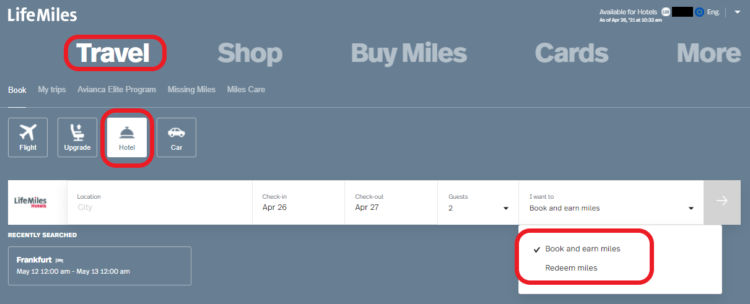 Life Miles Hotels Suchmaschine