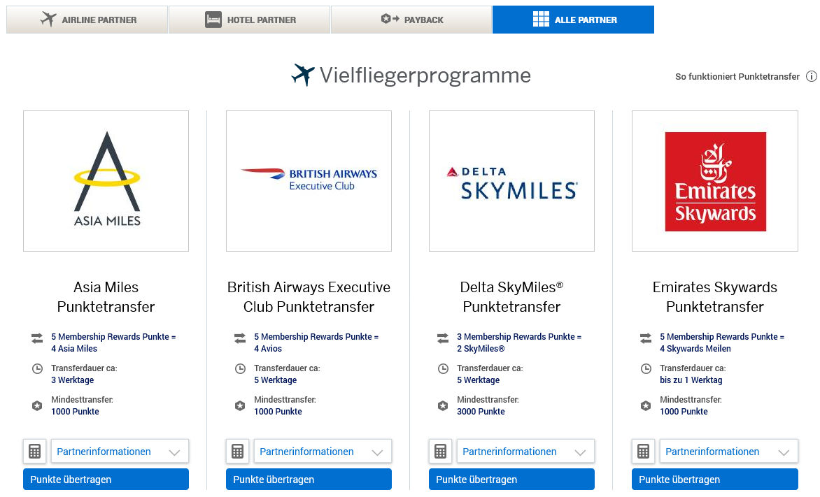 American Express Punkte in Meilen umwandeln | meilenoptimieren