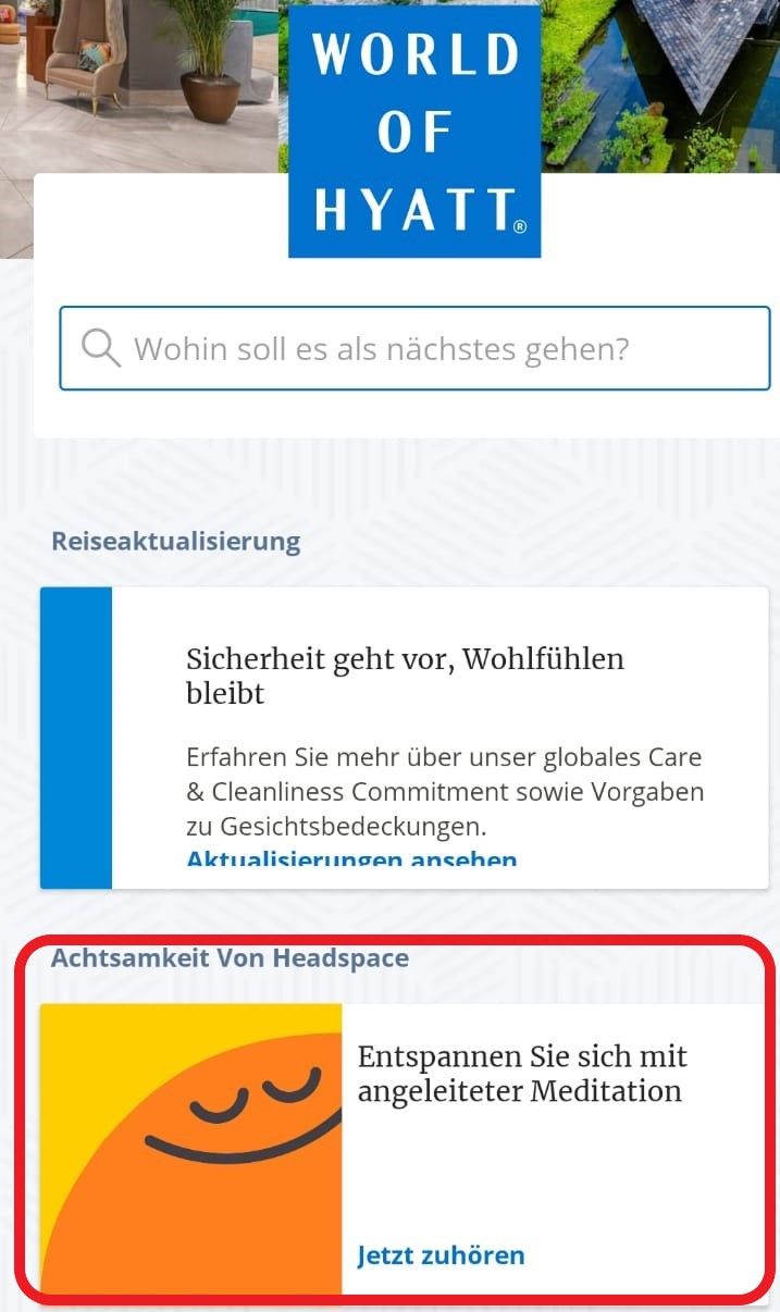 500 kostenlose Hyatt Punkte mit Headspace | meilenoptimieren