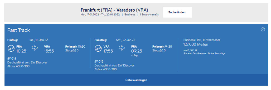 Praemienflug Miles And More Eurowings Discover Frankfurt Varadero