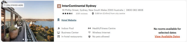 Ihg One Rewards Intercontinental Sydney No Available Dates