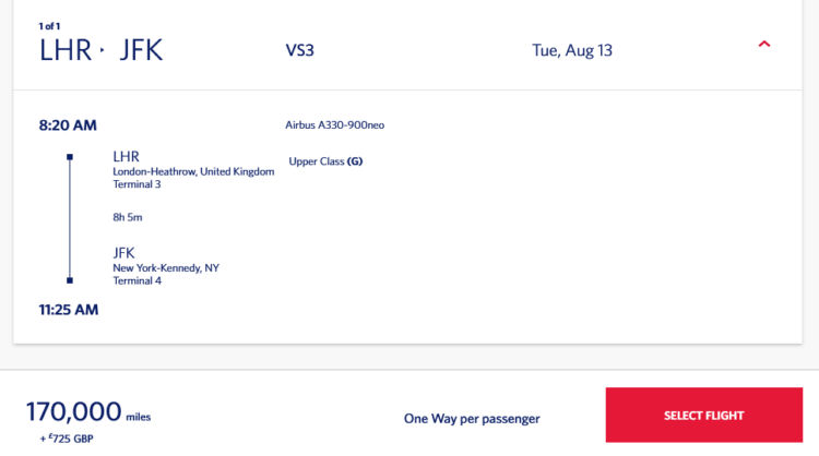 Skymiles Praemienflug Virgin Atlantic Upper Class Suite London New York