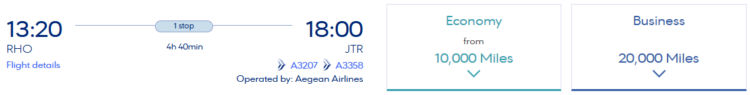 Miles Bonus Praemienflug Aegean Rhodos Athen Santorini