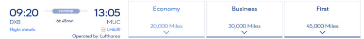 Miles Bonus Praemienflug Lufthansa Dubai Muenchen