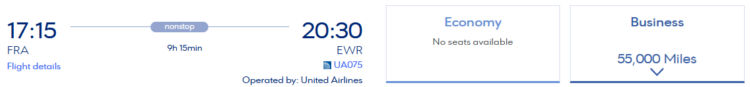 Miles Bonus Praemienflug United Business Class Frankfurt New York