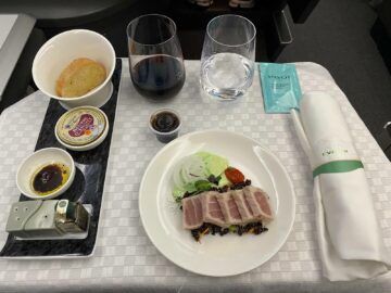 Eva Air Business Class B787 10 Vorspeise Thunfisch