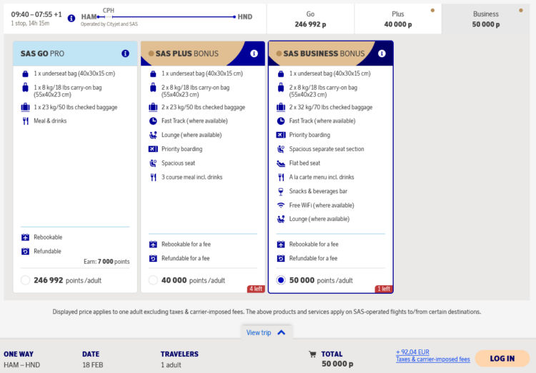 Eurobonus Praemienflug Sas Business Class Hamburg Kopenhagen Tokio
