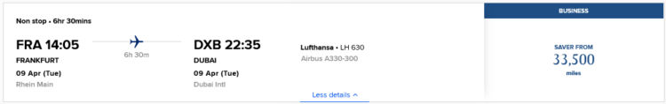 Krisflyer Praemienflug Lufthansa Business Class Frankfurt Dubai