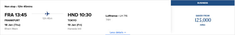 Krisflyer Praemienflug Lufthansa Business Class Frankfurt Tokio