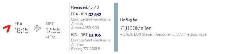 Miles And More Praemienflug Asiana Frankfurt Seoul Tokio