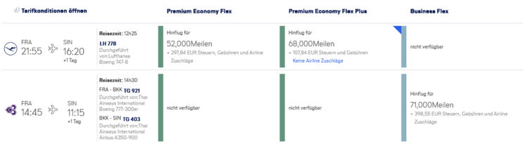 Miles And More Praemienflug Thai Airways Business Class Frankfurt Bangkok Singapur