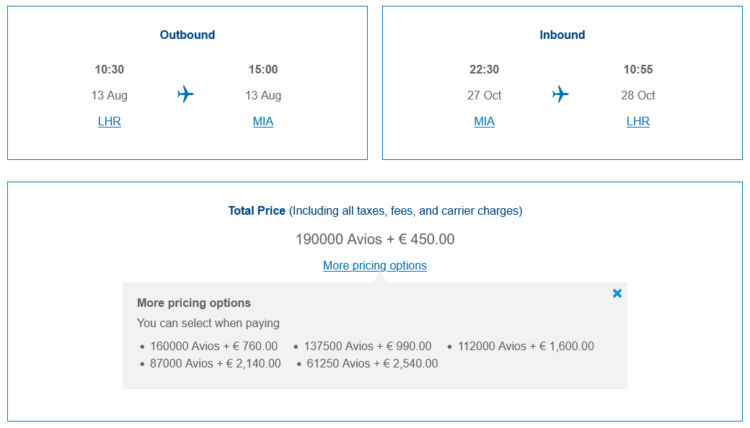 Executive Club Praemienflug British Airways Business Class London Miami