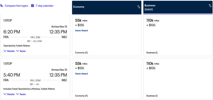 Mileageplus Praemienflug Frankfurt Male