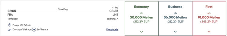 Miles And More Praemienflug Lufthansa First Class Frankfurt Johannesburg