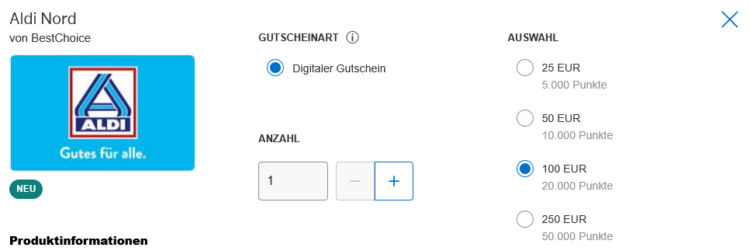 American Express Membership Rewards Gutschein Aldi