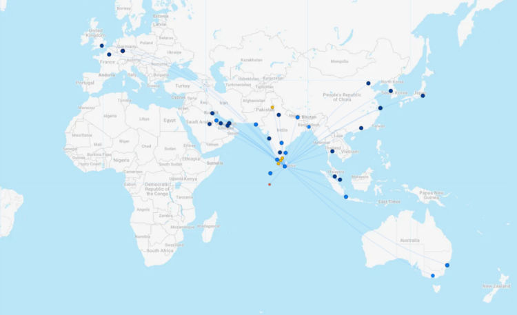Sri Lankan Airlines Streckennetz Mai 2025 Flightconnections