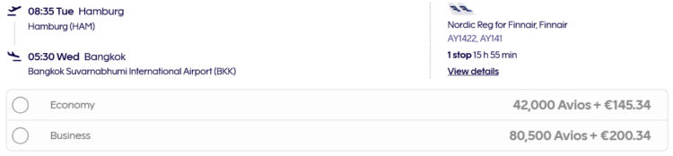 Finnair Plus Praemienflug Finnair Business Class Hamburg Helsinki Bangkok