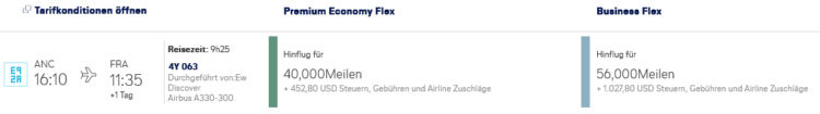 Miles And More Praemienflug Discover Business Class Anchorage Frankfurt