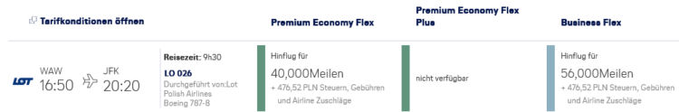 Miles And More Praemienflug Lot Business Class Warschau New York