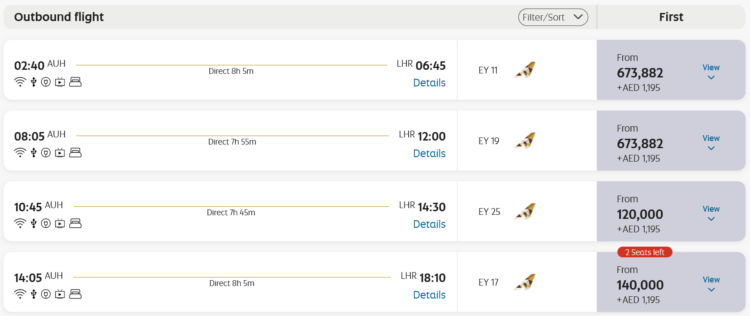 Etihad Guest Praemienflug Etihad First Class Abu Dhabi London