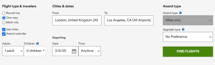 Mileage Plan Kalender London Los Angeles