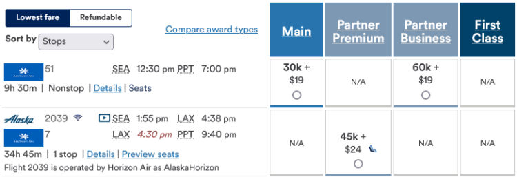 Mileage Plan Praemienflug Air Tahiti Nui Seattle Papeete
