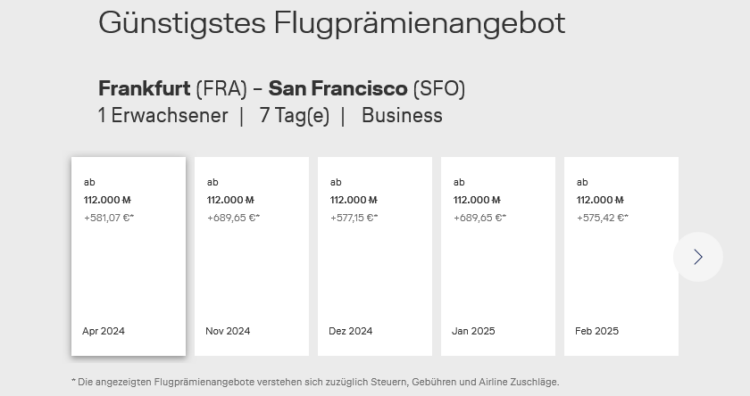 Miles And More Kalendersuche Beispiel Frankfurt San Francisco