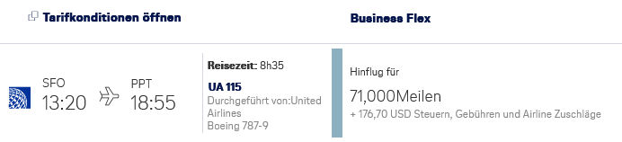 Miles And More Praemienflug United Business Class San Francisco Papeete