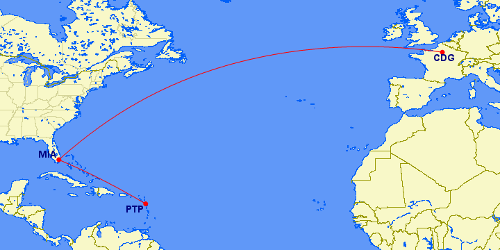 Great Circle Mapper Cdg Mia Ptp