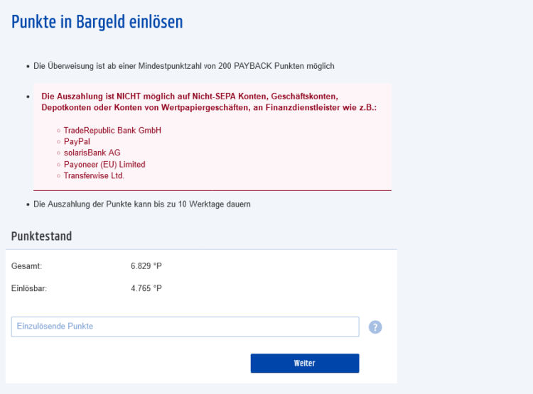 Payback Punkte Auszahlen Lassen August 2024
