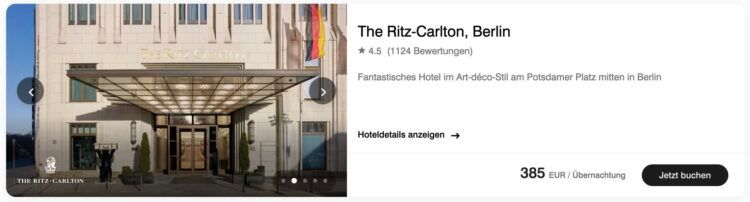 Ritz Carlton Berlin Marriott Punkte Promo