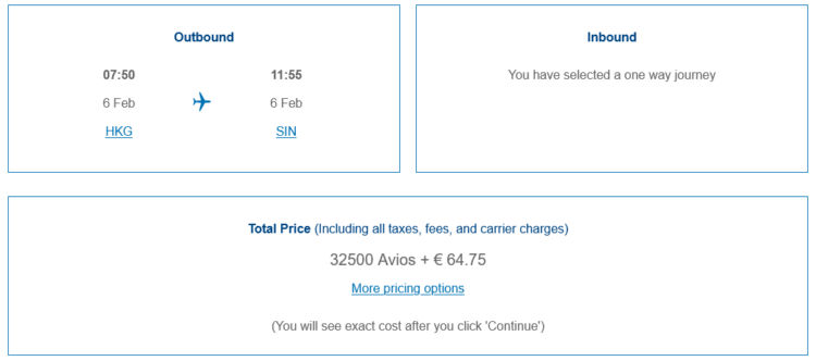 Executive Club Praemienflug Cathay Pacific Business Class Tokio Singapur