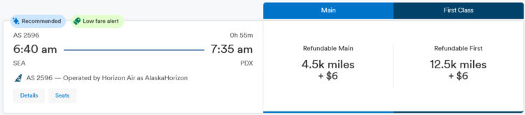 Mileage Plan Praemienflug Alaska Airlines Seattle Portland
