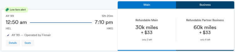 Mileage Plan Praemienflug Finnair Business Class Helsinki Hongkong