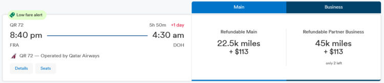 Mileage Plan Praemienflug Qatar Airways Business Class Frankfurt Doha
