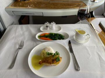 Emirates First Class Airbus A380 Chicken