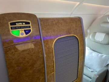 Emirates First Class Airbus A380 Meine Kabine