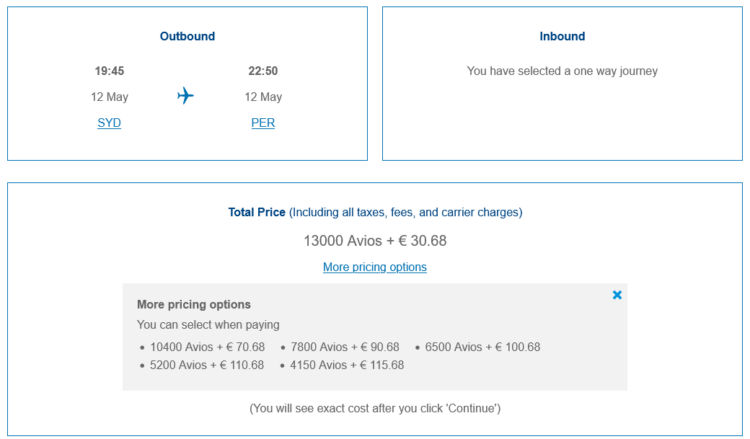 Executive Club Praemienflug Qantas Economy Class Sydney Perth