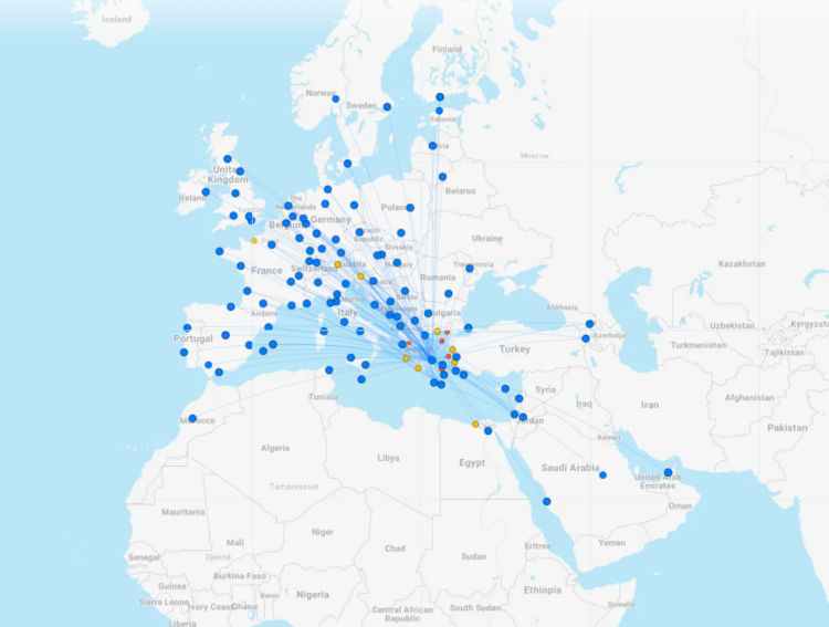 Aegean Streckennetz Juli 2024 Flightconnectinos