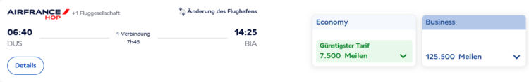 Flying Blue Praemienflug Air France Economy Class Duesseldorf Korsika