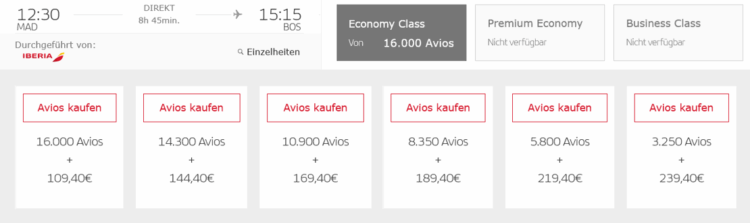 Iberia Club Praemienflug Iberia Economy Class Madrid Boston 2