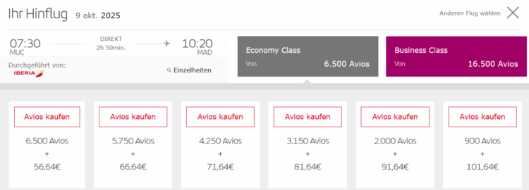 Iberia Club Praemienflug Iberia Economy Class Muenchen Madrid