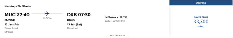 Krisflyer Praemienflug Lufthansa Business Class Muc Dxb