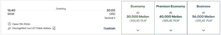 Miles And More Praemienflug Lot Business Class Warschau Chicago