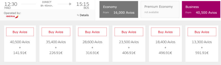Iberia Club Praemienflug Iberia Business Class Madrid Boston