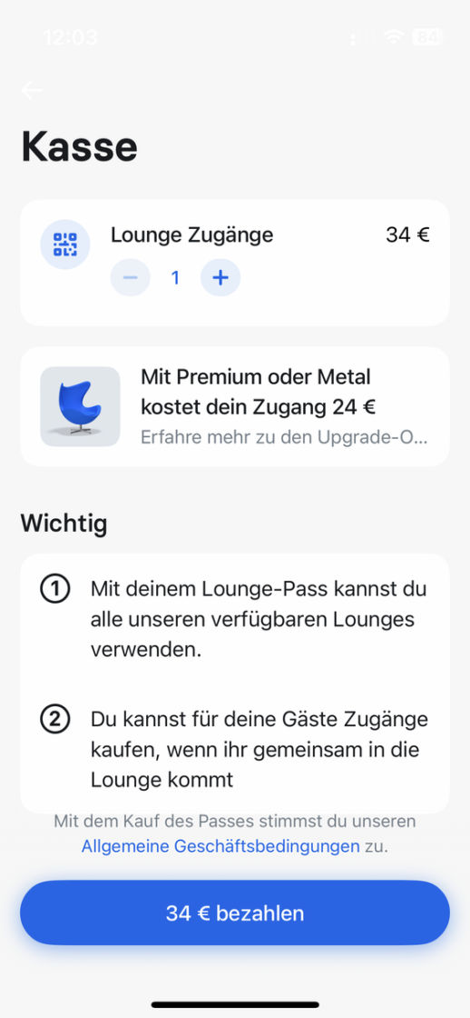Loungezugang mit Revolut 24€ bzw. 34€ meilenoptimieren