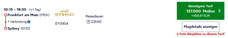 Flying Blue Praemienflug Etihad Business Class Frankfurt Abu Dhabi Sydney