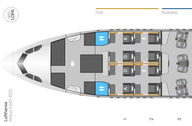 Lufthansa First Class Airbus A340 600 Seatmap Aerolopa