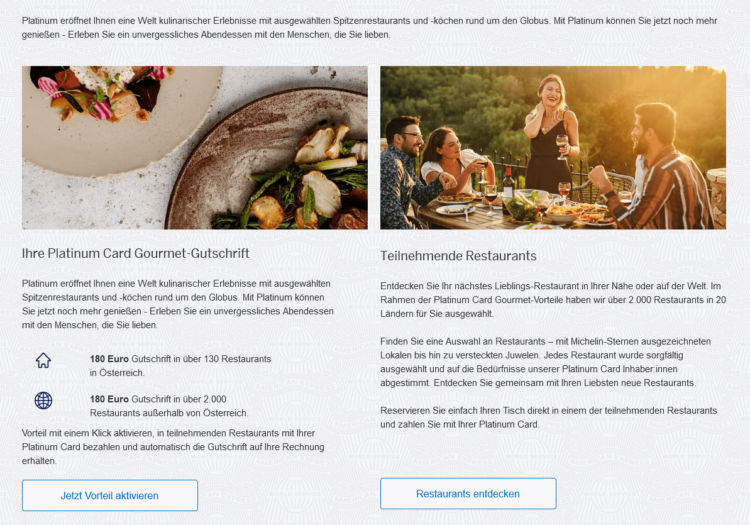 American Express Platinum Oesterreich Gourmet Gutschrift Copyright