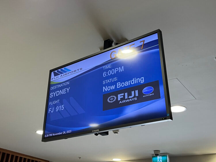 Fiji Airways Business Class Airbus A330 200 Gate Bildschirm